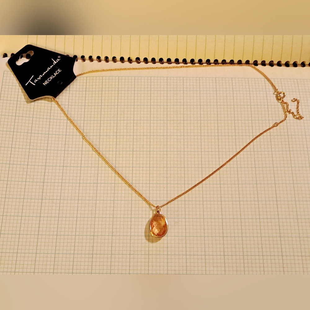 New Elegant Peachy Gem Gold Pendant Necklace